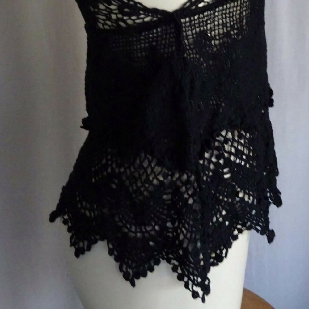 Sacred Threads Black Crochet Tank  X Small (CC6) - Picture 6 of 6